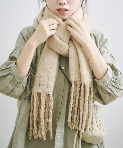 フリンジマフラー(ベージュ)