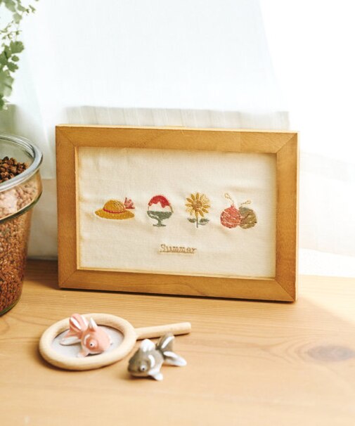 夏モチーフ刺繍パネル