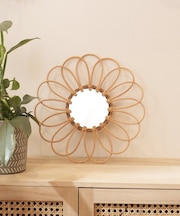 ラタンフラワーミラーミニ／マクラメとラタン