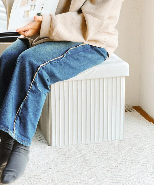 プリーツ収納スツール