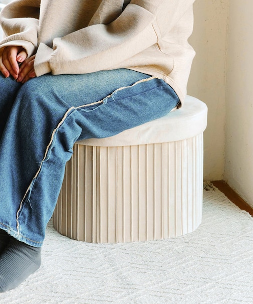 プリーツ収納スツールオーバル