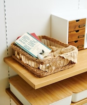 ラタン浅レクタングルバスケット