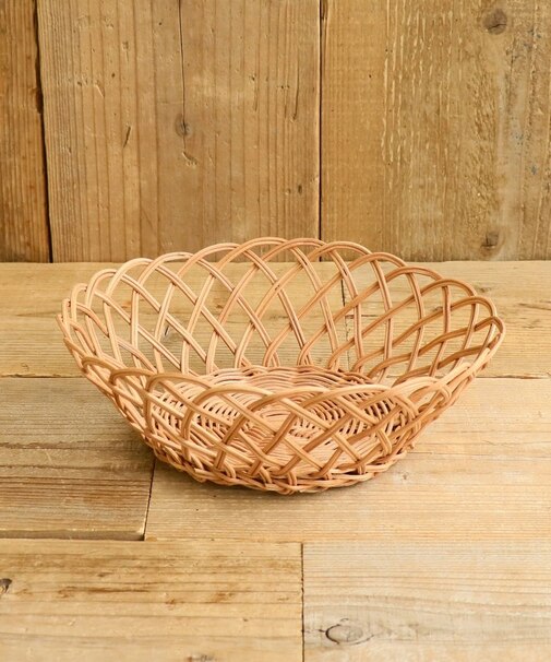 ラタンラウンド浅バスケット：M