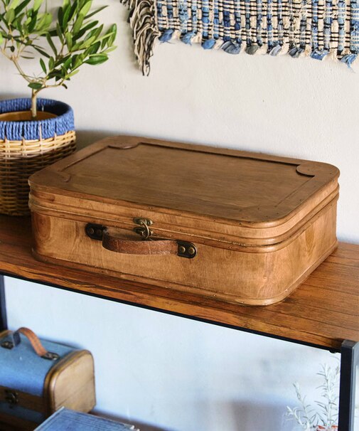 ウッドトランクボックス／デニムナチュラル