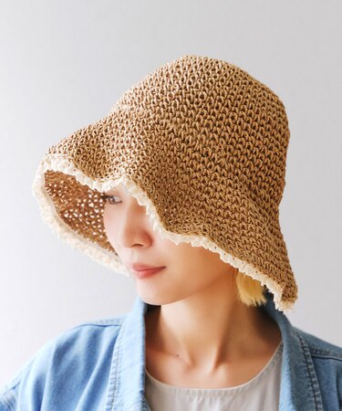 ヘムレース細編みペーパーハット