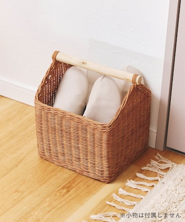 ラタンウッドハンドルバスケット