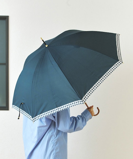 雨晴兼用雨傘長チェックライン