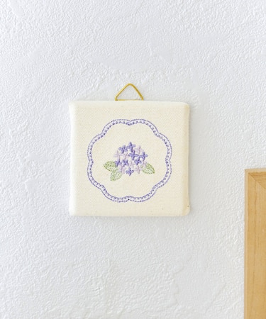 あじさい刺繍ファブリックパネル
