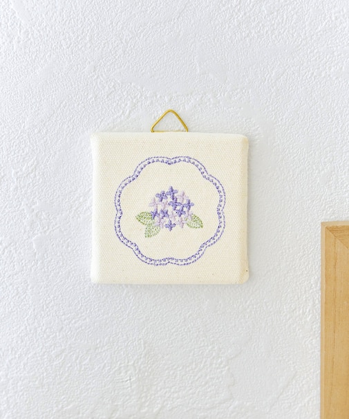 あじさい刺繍ファブリックパネル