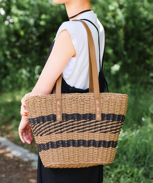 フェイクレザーショルダーペーパーバッグ