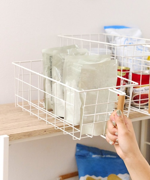 取っ手付きバスケット浅