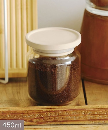 珪藻土ガラスキャニスター：450ml／パンとコーヒー