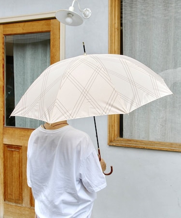 雨晴兼用雨傘長スリーラインチェック