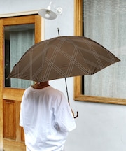 雨晴兼用雨傘長スリーラインチェック
