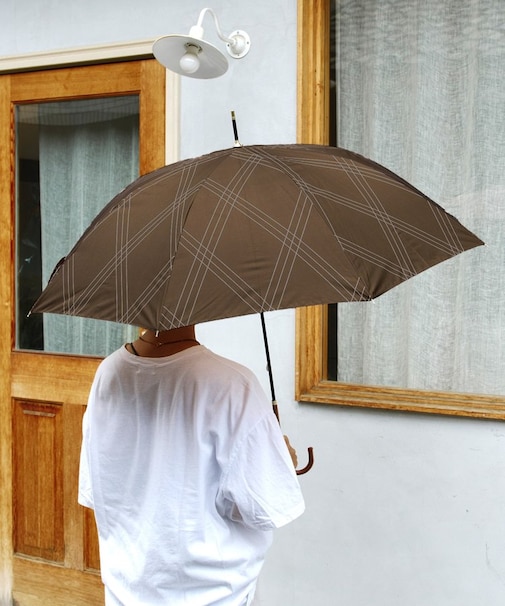 雨晴兼用雨傘長スリーラインチェック