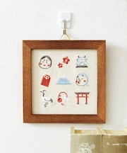 ニホンモチーフ刺繍パネル