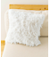 ミックスフェイクファークッションカバー：45×45cm／チェックとモコモコ