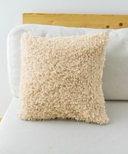 ミックスボアクッションカバー：45×45cm／チェックとモコモコ