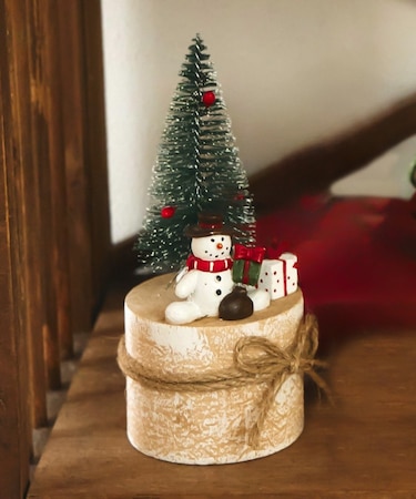 切り株ツリースノーマンオブジェ／クリスマス