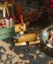 ウッドおすわりトナカイオーナメント／クリスマス