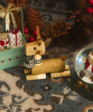 ウッドおすわりトナカイオーナメント／クリスマス