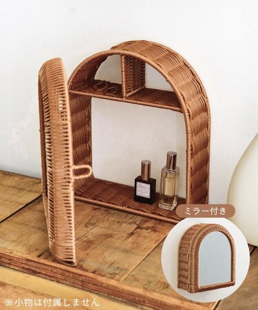 PEラタンミラー付き収納／暮らしにラタンを