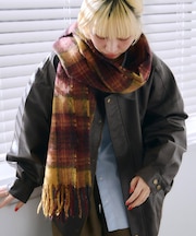 フリンジチェックマフラー