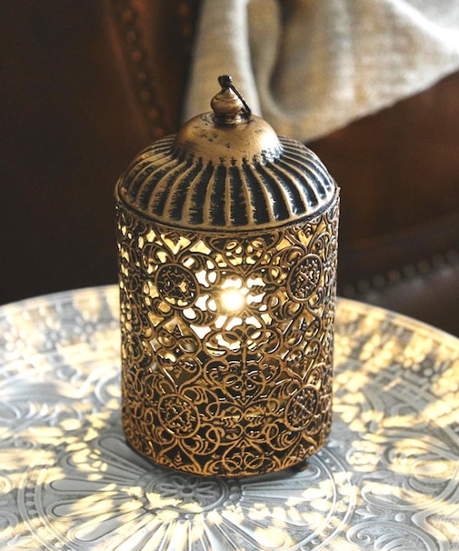 《WEB限定再入荷》アンティーク透かしLEDランタン／フレンチモロッコ