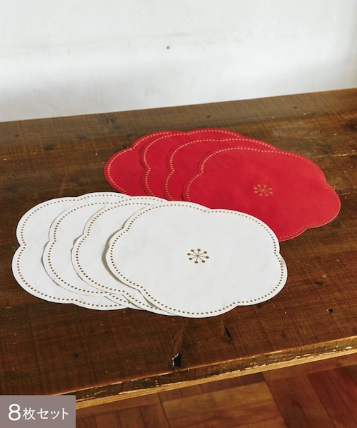 ペーパーランチョンマット8枚セット／花ひらく、新春のうつわ