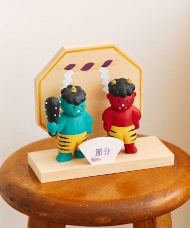 《WEB限定商品》木彫りの節分オブジェセット／節分