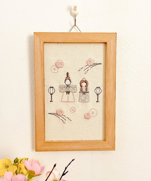 立ち雛刺繍パネル／ひなまつり
