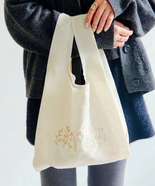 ガーデン刺繍マルシェバッグ