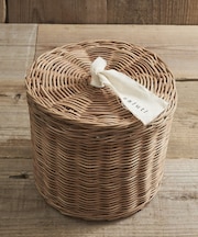 《WEB限定再入荷》ラタンフタ付きラウンドバスケット：L