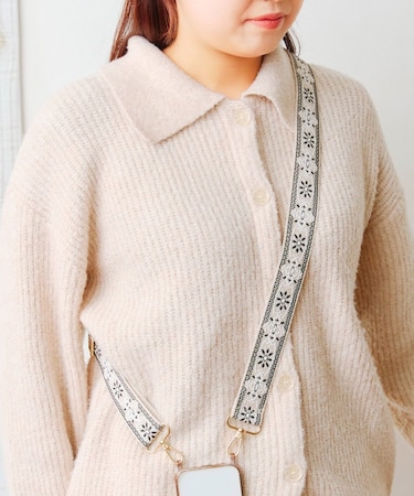 ボヘミアンジャガードテープスマホストラップ