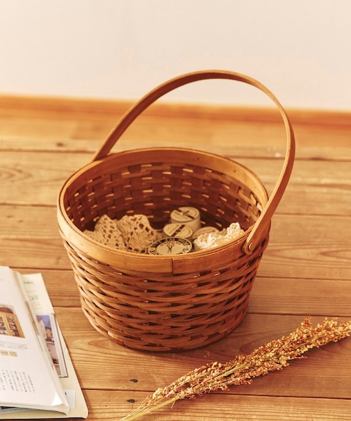 水杉ハンドルラウンドバスケット