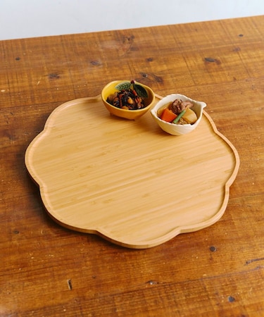 お花の木製トレイ：34cm／おばんざい