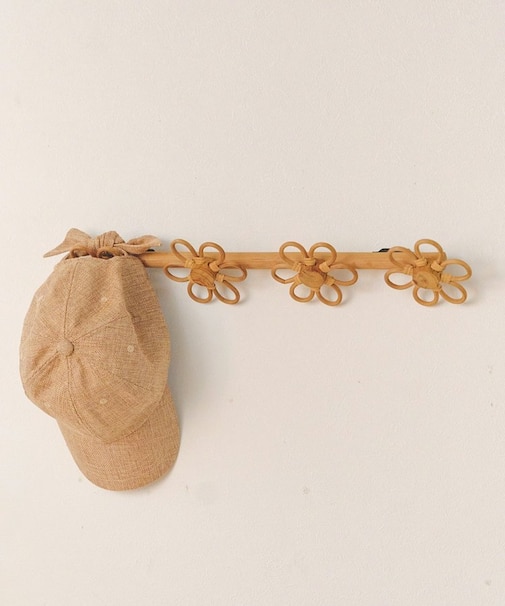 ラタンフラワーウォールフック4連／mignon