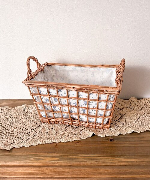 WEB限定商品》柳取っ手付レクタングルバスケット：S｜サリュの通販