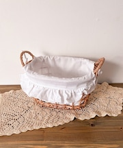 柳取っ手付オーバルフリルバスケット：S
