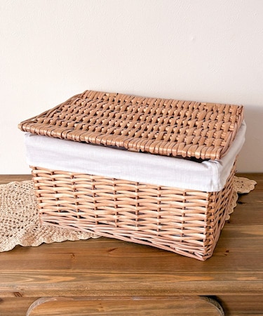 柳ふた付バスケット：L