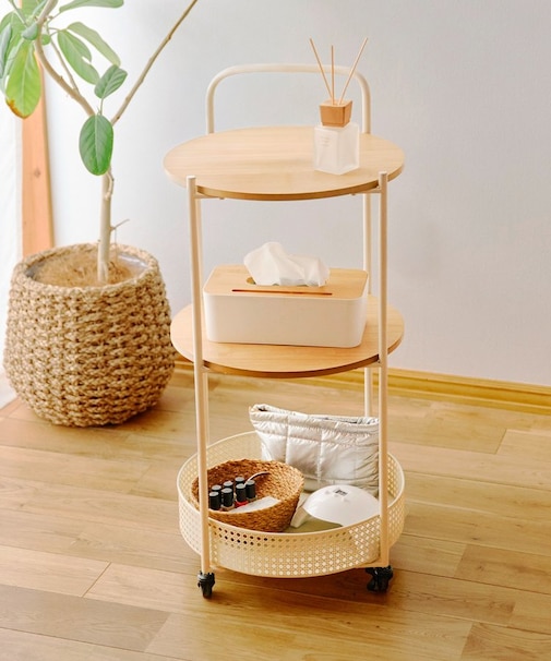 《WEB限定商品》キャスター付きラウンド3段ラック