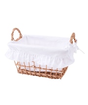 柳取っ手付レクタングルフリルバスケット：S