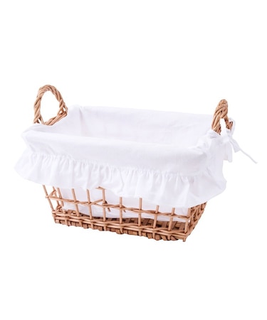 柳取っ手付レクタングルフリルバスケット：S