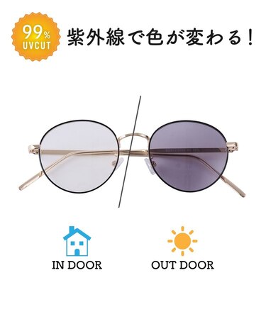 メタルフレーム調光サングラス