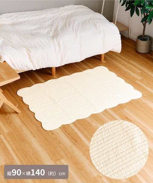 ボーダーステッチキルトマット：90×140cm／キルトカントリー