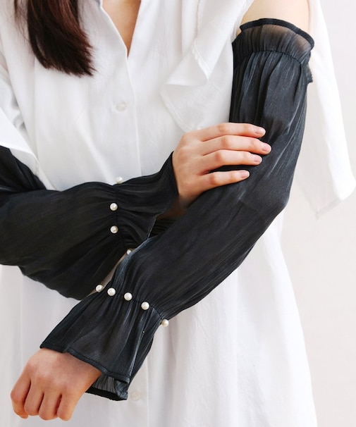 パール付きプリーツアームカバー