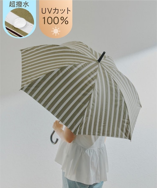 《超撥水》ALLIN晴雨兼用軽量傘ラージ長グローストライプ