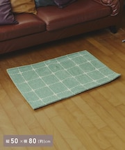 レトロチェックジャガードマット：50×80cm／starburst