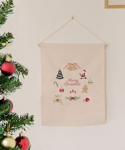 クリスマス刺繍タペストリー／Christmas