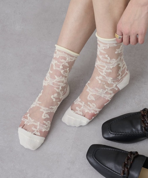 シースルーソックス(花柄)/シアーソックス